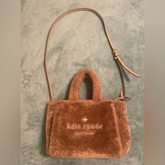 Kate Spade Unique Brown Teddy Shoulder Bag with Removable Strap - Picture 1 of 11